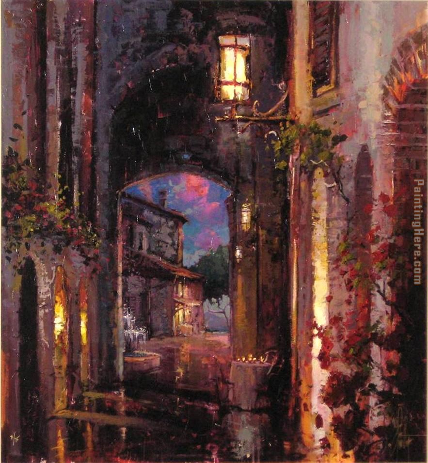 Street at night painting - Cao Yong Street at night art painting